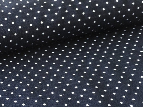 Baumwollstoff Petit Dots, dunkelblau-weiß