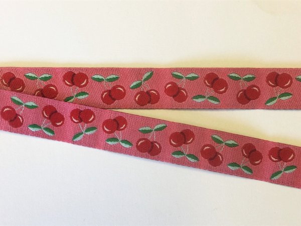 Webband, "Jolly Cherry", rosa-rot, 12 mm breit