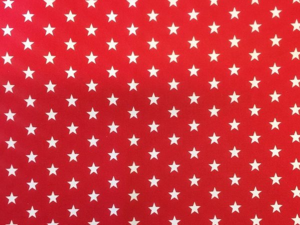 Baumwollstoff Petit Stars, rot-weiß