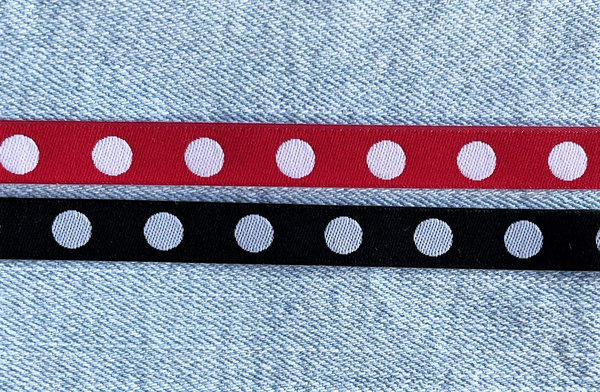 Webband "Firlefanz-Punkte", rot-weiß, 10 mm breit