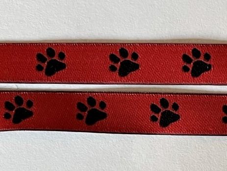 Webband "Hundepfoten", rot, 10 mm breit